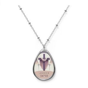 Silver 'Jesus Saves' Pendant Necklace